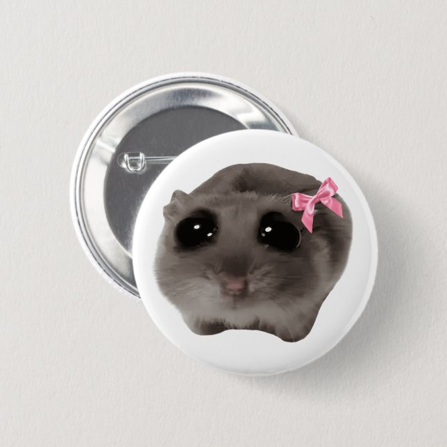Coquette Sad Hamster Meme Pin Button (Front & Back)