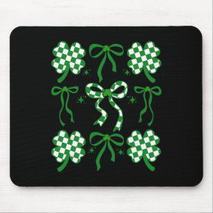 Coquette Saint Patricks Day Bow Lucky Chequered Cl Mouse Pad