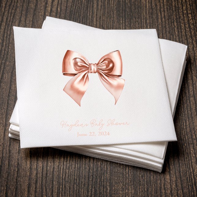 Coquette Satin Cream Bow Personalised Napkin (Creator Uploaded)