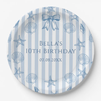 Coquette Seashells Beach Birthday Paper Plates