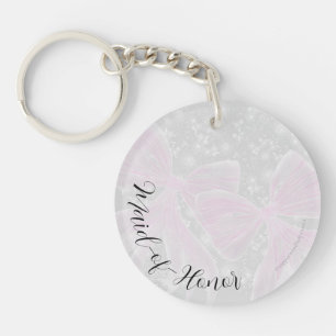 Coquette sheer bows Bouquet Maid-of-Honor button Key Ring