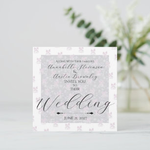 Coquette Sheer Pale Pink Bows  Invitation