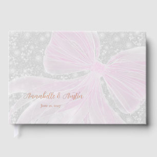 Coquette sheer pink bow Bouquet guestbook
