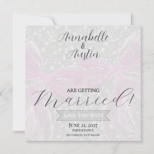 Coquette Sheer Pink Bows Flat Save The Date Card