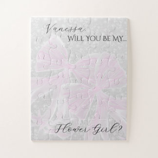 Coquette Sheer Pink bows- Square Will You Be My… Jigsaw Puzzle