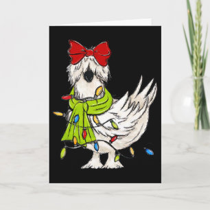 Coquette Silkie Chicken Christmas Lights Farm Anim Card