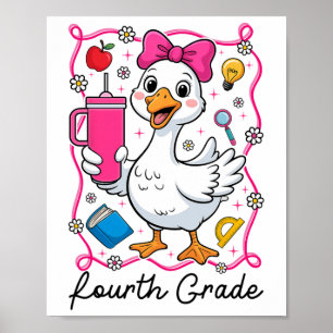 Coquette Silly Goose 4th Grade Kid Girl 1st Day Of Poster