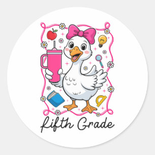 Coquette Silly Goose 5th Grade Kid Girl 1st Day Of Classic Round Sticker