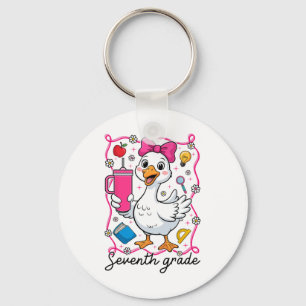 Coquette Silly Goose 7th Grade Kid Girl 1st Day Of Key Ring
