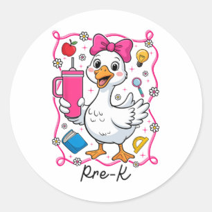 Coquette Silly Goose Pre-k Kid Girl 1st Day Of Sch Classic Round Sticker