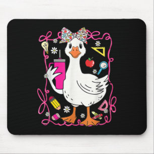 Coquette Silly Goose Teacher Floral Back To School Mouse Pad