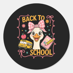 Coquette Silly Goose Teacher Preppy Floral Back To Classic Round Sticker