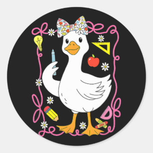 Coquette Silly Goose Teacher Retro Preppy Back To Classic Round Sticker