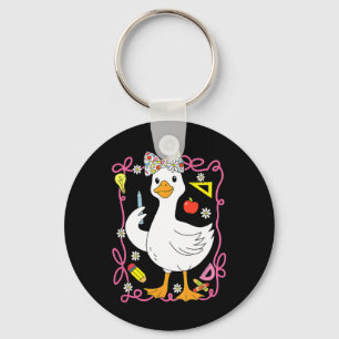 Coquette Silly Goose Teacher Retro Preppy Back To  Key Ring