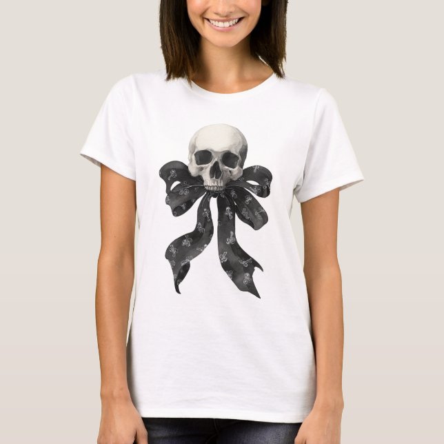 Coquette Skull Bow Gothic Cute T-Shirt (Front)