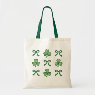 Coquette St. Patrick’s Day Green Ribbons & Clovers Tote Bag