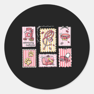 Coquette Stamp Veterinary Technician Vet Med Valen Classic Round Sticker