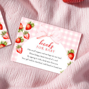 Coquette Strawberry Baby Shower Books for Baby Enclosure Card