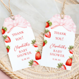 Coquette Strawberry Baby Shower Gift Tags