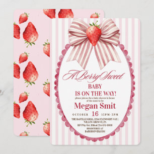 Coquette Strawberry Baby Shower  Invitation
