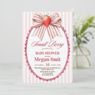 Coquette Strawberry Baby Shower  Invitation