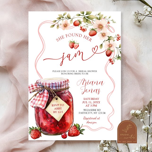 Coquette Strawberry Summer Jam Bridal Shower Showe Invitation (Creator Uploaded)