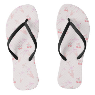 Coquette Style Flip-Flops with Bunnies & Cherries  Thongs