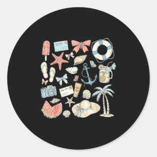Coquette Summer Coastal Beach Matching Family Vaca Classic Round Sticker