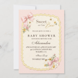 Coquette Sweet As Can Bee Baby Shower Invitation