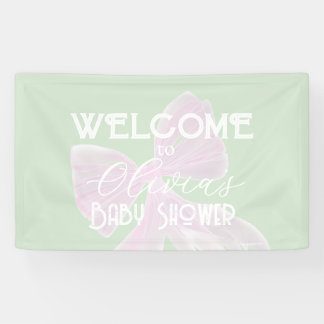 Coquette Sweet Pink bow and girl baby shower Banner