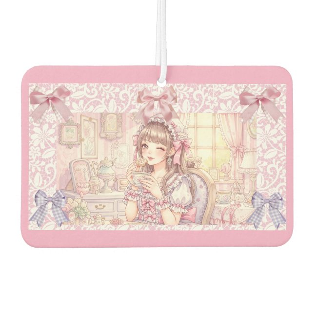 Coquette Tea Time – Pastel Ribbon  Car Air Freshener (Front)
