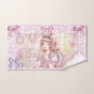 Coquette Tea Time – Pastel Ribbon Hand Towel