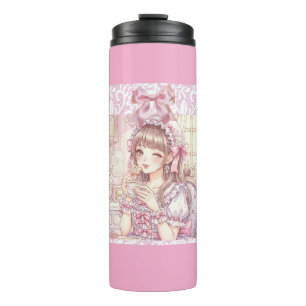 Coquette Tea Time,with Gingerbread girl Thermal Tumbler