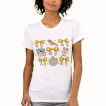 Coquette Teacher Pencil Apple Bow Coffee T-Shirt