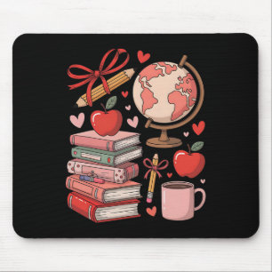 Coquette Teacher School Supplies Bows Books Globe  Mouse Pad