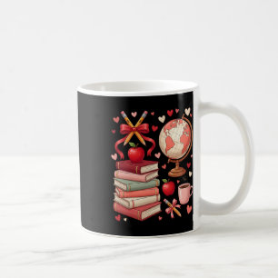 Coquette Teacher School Valentine Bows Books Globe Coffee Mug