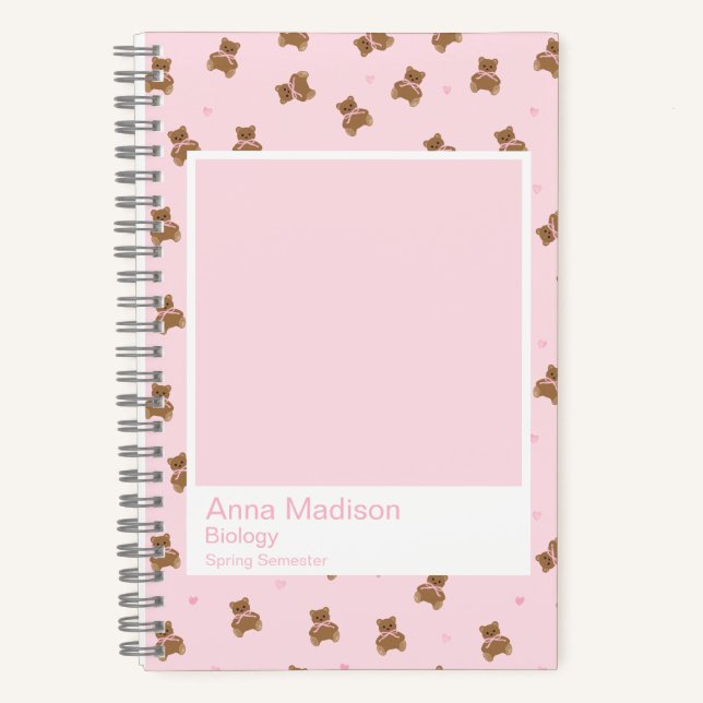 Coquette Teddy Bears Aesthetic Notebook (Front)
