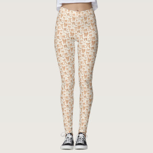 Coquette Terracotta Bows Hand Drawn Pattern Leggings