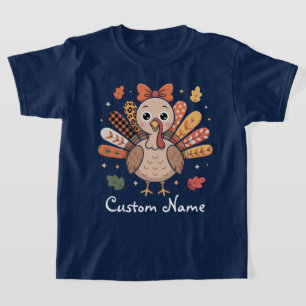 Coquette Thanksgiving Girls   Custom Girly Turkey  T-Shirt