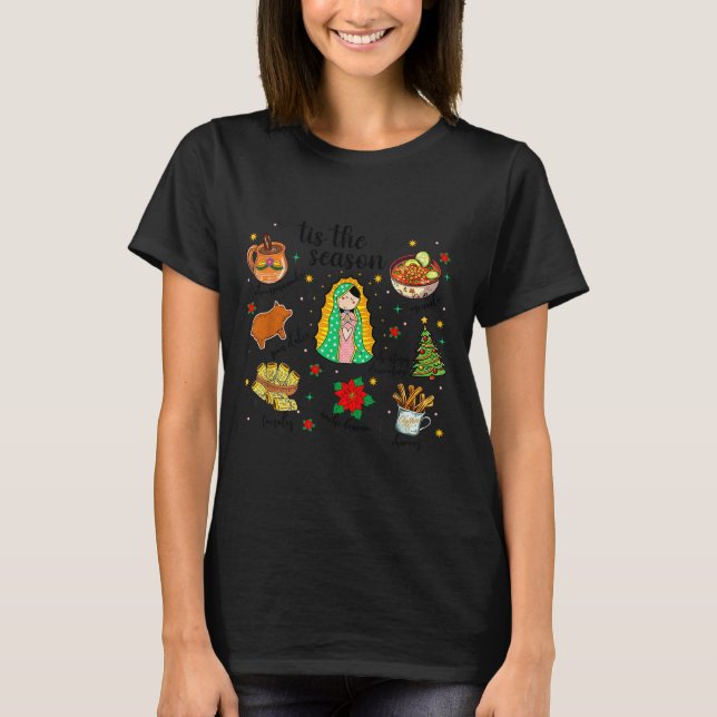 Coquette Tis The Season Mexican Christmas Spanish  T-Shirt (Front)