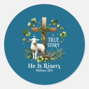 Coquette true story he is risen easter vintage chr classic round sticker