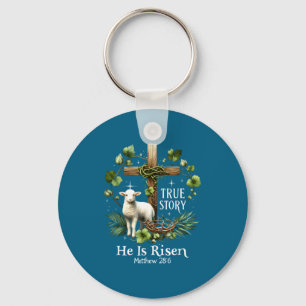 Coquette true story he is risen easter vintage chr key ring