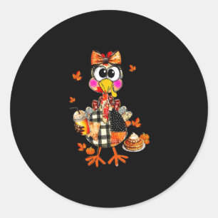 Coquette Turkey Drinking Coffee Bow Thanksgiving T Classic Round Sticker