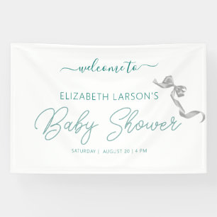 Coquette Turquoise Bow Tie Elegant Baby Shower Banner