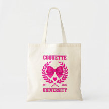 Coquette University Tote Bag – Pink Bow Preppy Aes