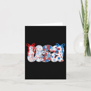 Coquette Usa Floral 4th Of July Bow Stars Firework Card