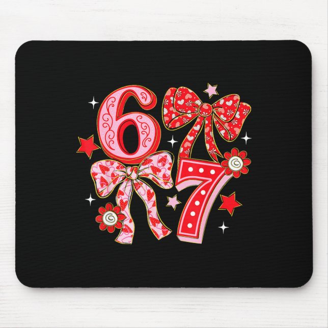 Coquette Valentine 67 Six Seven Bow Valentines 6 7 Mouse Pad (Front)