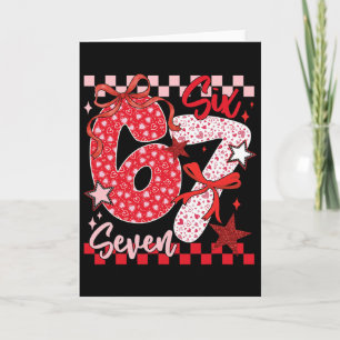 Coquette Valentine 67 Six Seven Preppy Heart Bow P Card