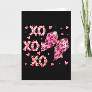 Coquette Valentine Xoxo Funny Valentine Bow Hearts Card