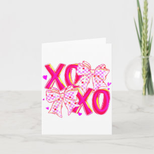 Coquette Valentine Xoxo Funny Valentine Bow Hearts Card